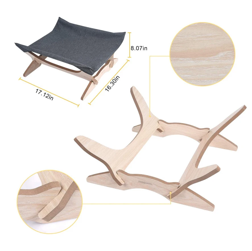 Hammock hanging swing pets floors wood handmade cat hammock small pet bed