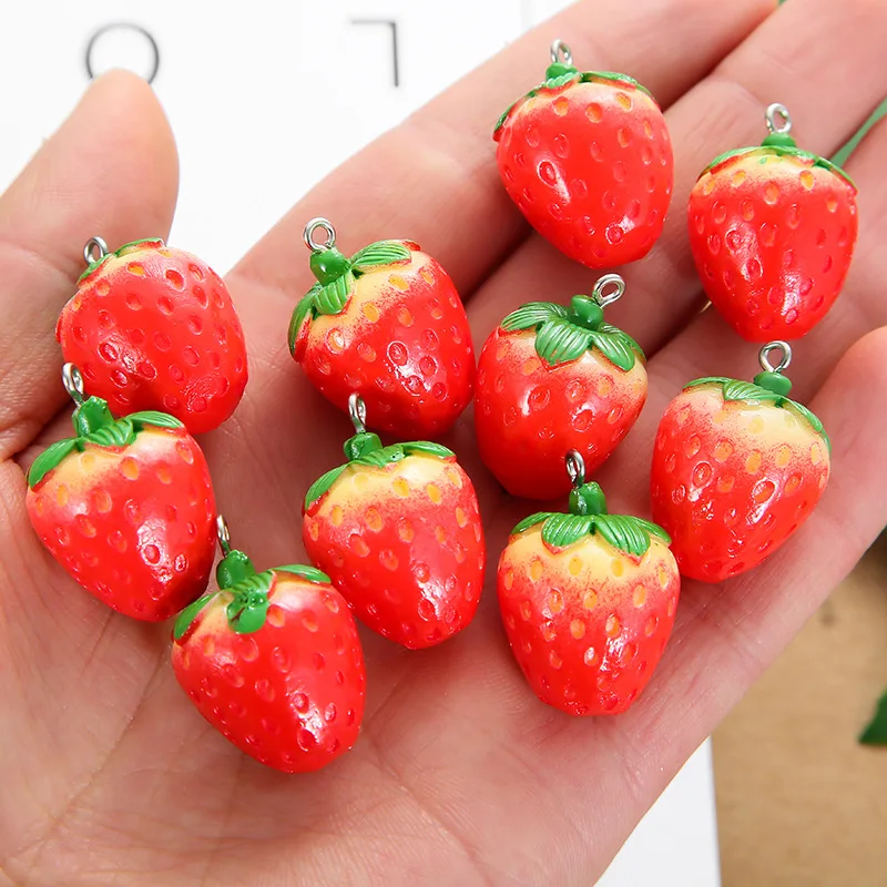 Модная симпатичная пластиковая подвеска Kawaii Diy из смолы фрукты 3D имитация клубники
