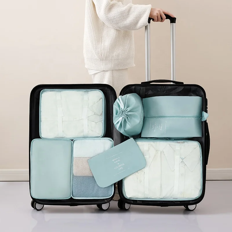 7PCS Travel Organizer Bag Set Outdoor Twill Luxury Fabric Travel Organizer Bag Set