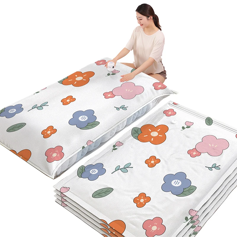 Factory Price Portable Eco-Friendly Hand-Pump Vacuum Bag Set Square Dustproof Cover Space-Saving Storage Clothes Living Room