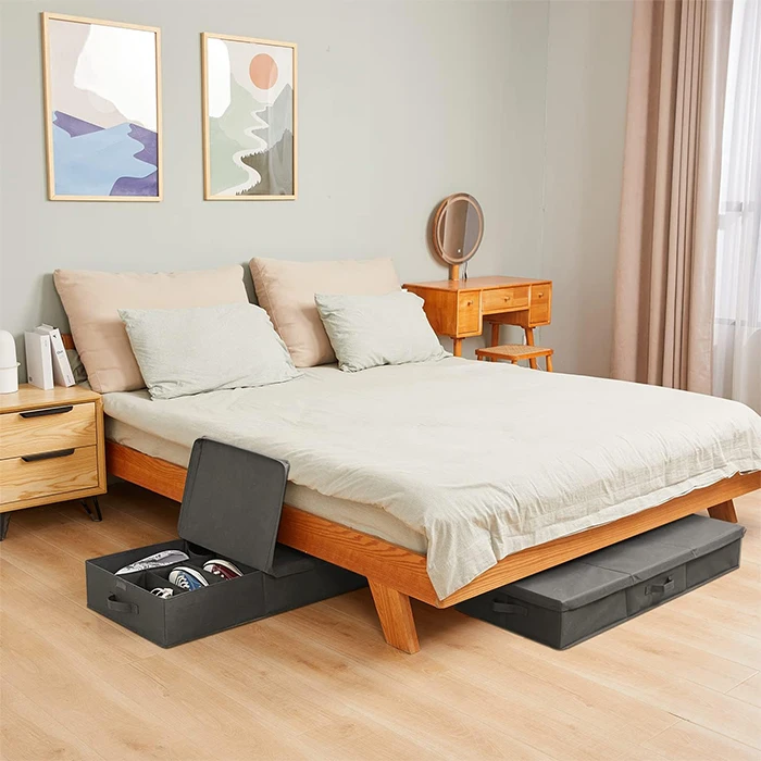 Folding Underbed Home Organization Fabric Storage Shoes Organizers Bins Stackable Storage Boxes With Lid