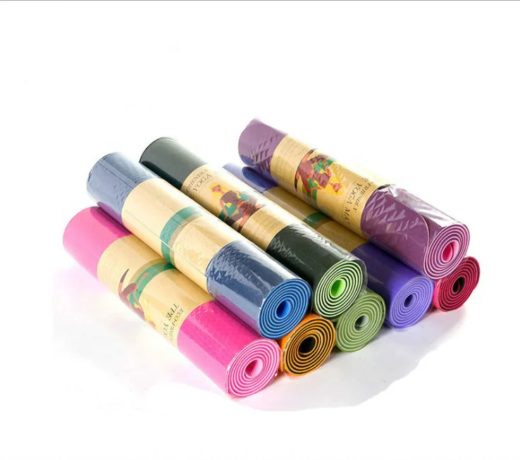 Wholesale eco-friendly Monochrome double color pilates TPE sports yoga mat for women Fitness Exercise Pad women yoga