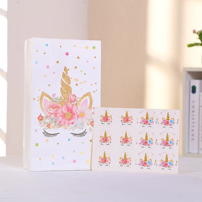Custom Reusable Folding Shopping Unicorn Paper Gift Bag Unicorn Party Wrapping Bag for Birthday Party Decoration Supplies