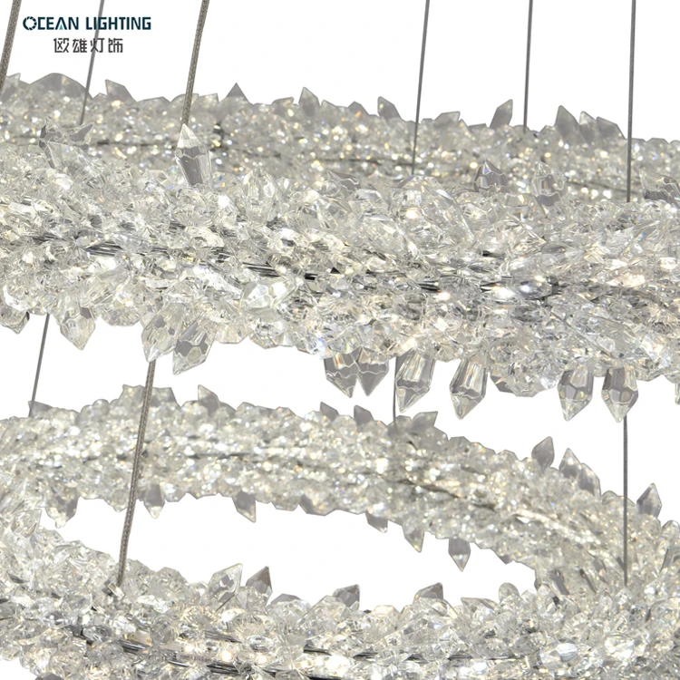 Custom 3 Rings Chandelier Indoor Hotel Household Designer Lustre Nordic Round Modern Crystal LED Pendant Light For Restaurant