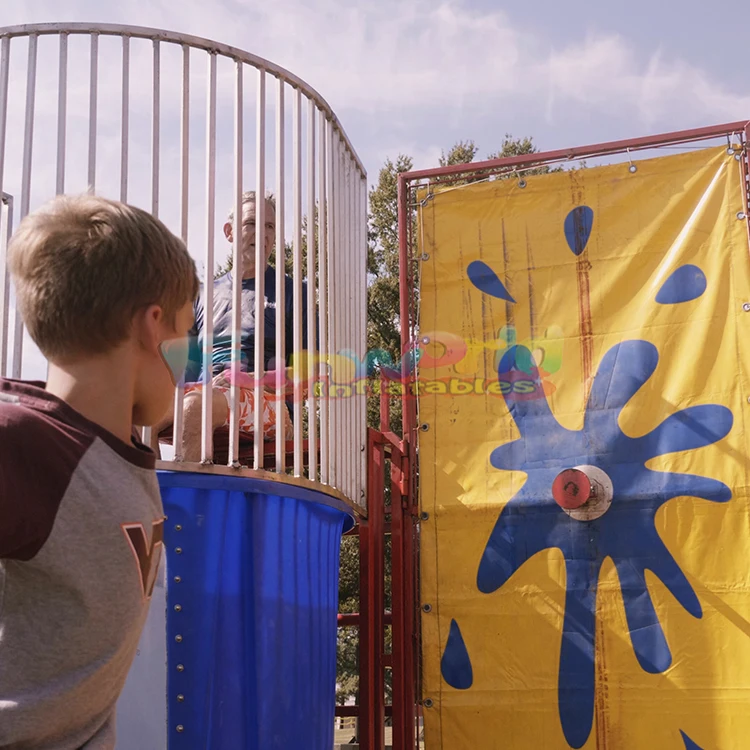 Commercial grade outdoor inflatable dunk tank backyard carnival games dunking machine splash water dunk tank for sale