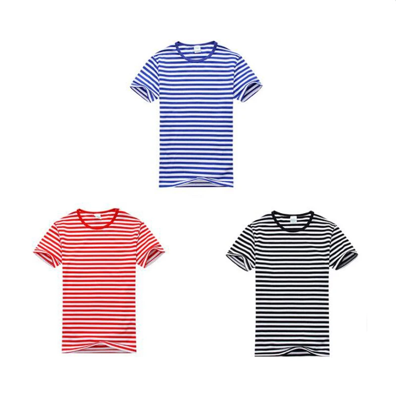 Wholesale Sail Sailor Stripe T shirt  O neck Cotton Short Sleeve Unisex navy stripe Oversize Casual tops