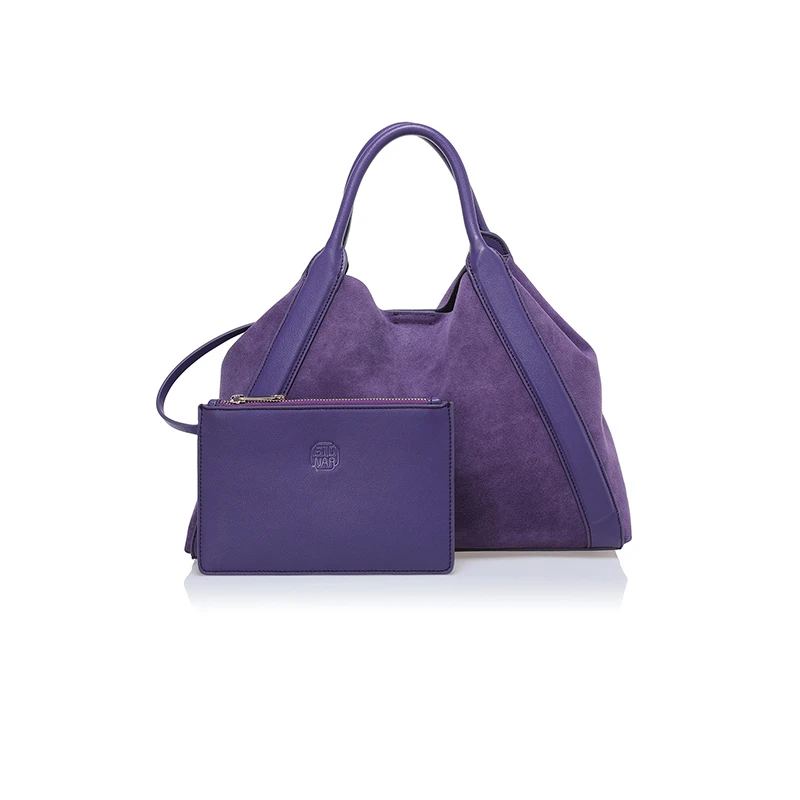 Wholesale Designer Fashionable Brand Custom Women Luxury Purple Leather Purses And Handbags Sets
