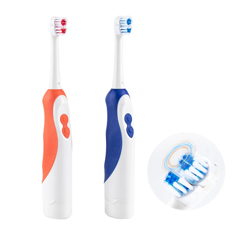 Acoustic rotary electric toothbrush dry battery dual head design automatic rotary cleaning household soft brush head