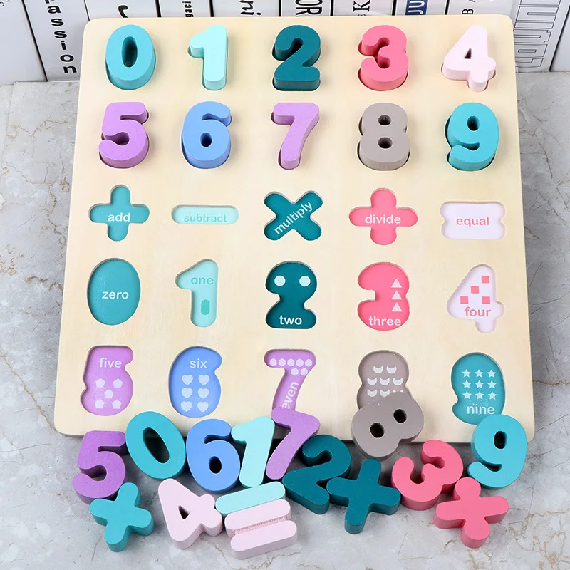 Montessori Wooden Shapes Puzzle Game Educational DIY Model Toy for Kids Color Learning Geometry Block Board