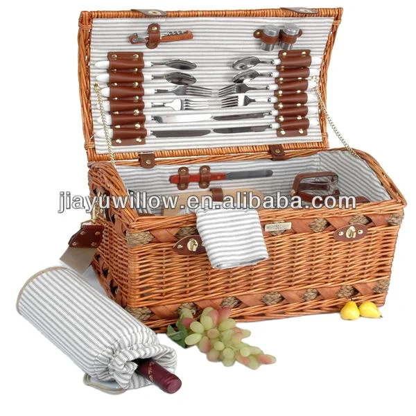 Classical Classical Wicker Picnic Basket,picnic Basket 6 Persons Love Folk Art Business Gift Wood Chip Picnic Basket CN;SHN