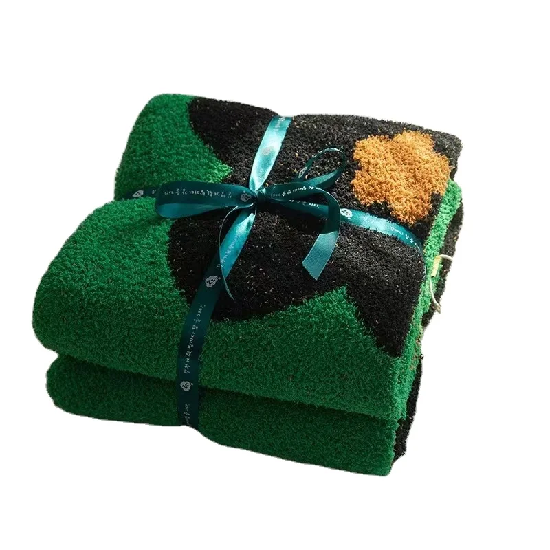 korean style designer sunflower class semi cashmere knitted blanket sofa nap mora blanket