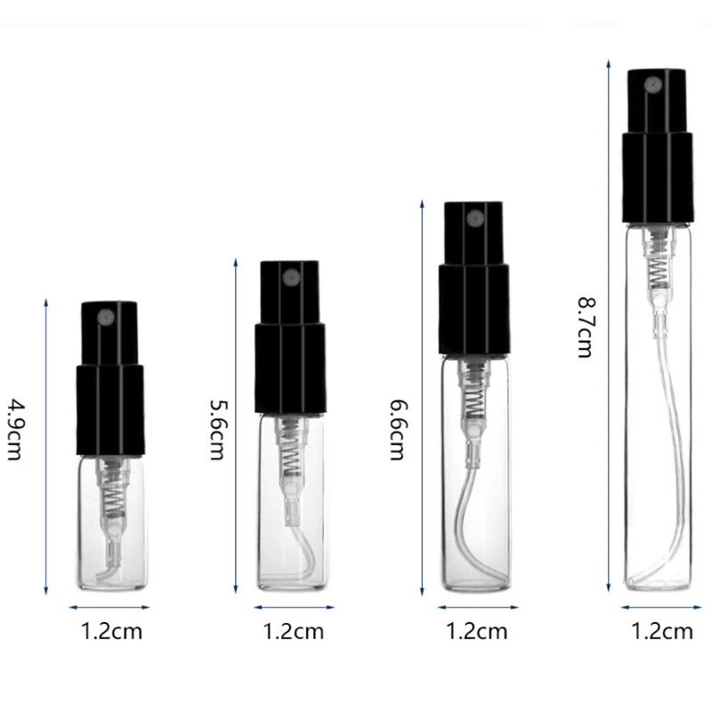 1.5ml 2ml 3ml 5ml Perfume Mist Crimp Spray Bottles Refillable Mini Empty Travel Clear Atomizer Glass Bottles
