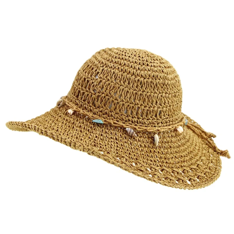 Cheap Large Foldable Brown Straw Floppy Hat Palm Western Retro Big Sun Hats For Women Panama Straw Hat UPF