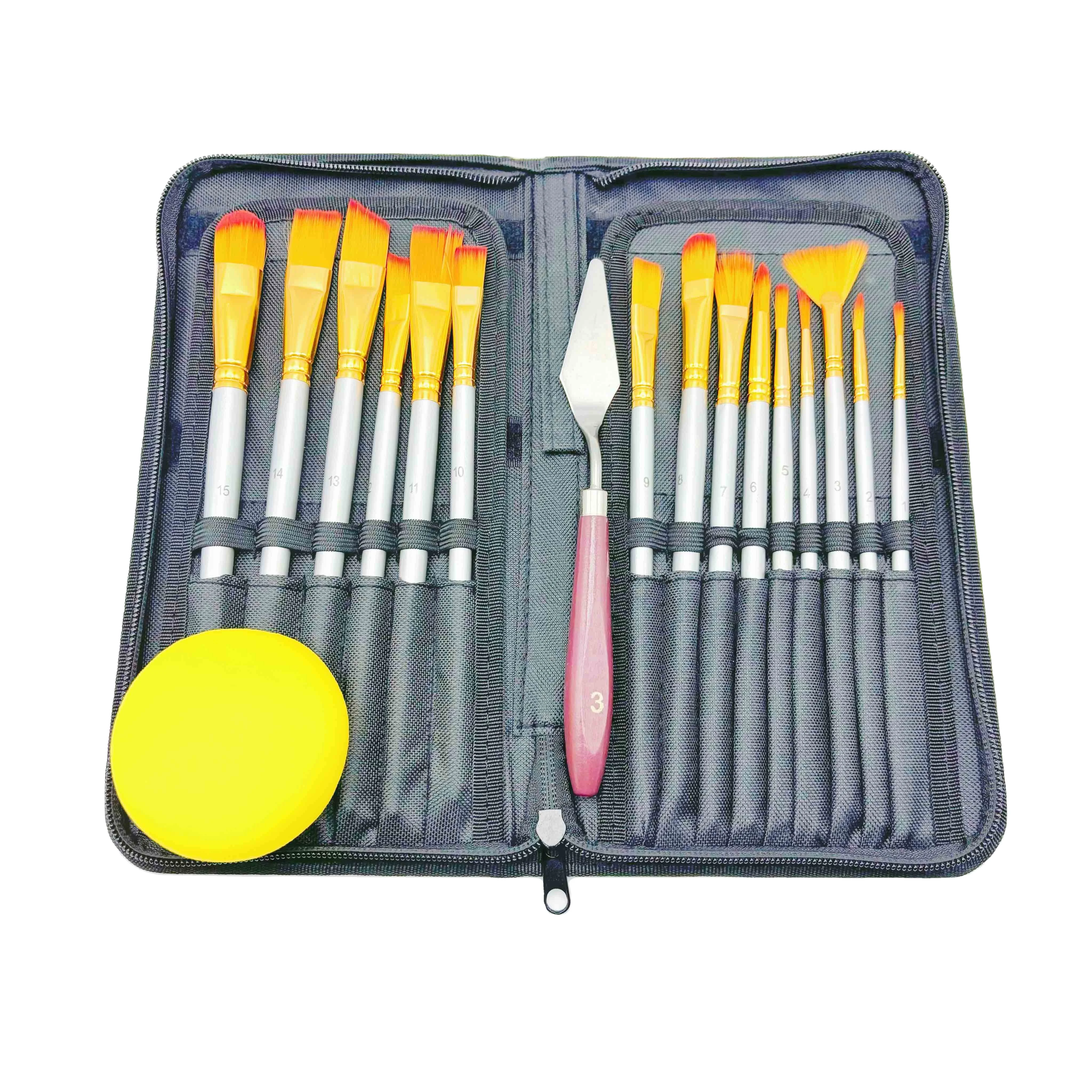 Nylon Hair Paint Brush Kits Set Art Acrylic Wooden Paint Brushes with Wood Handle for Oil Painting and Watercolor Art Supplies