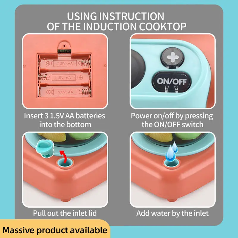 Leemook  mini cookware kids children happy spray kitchen play  house cooking fruit food toys kitchen set for kid cooking small