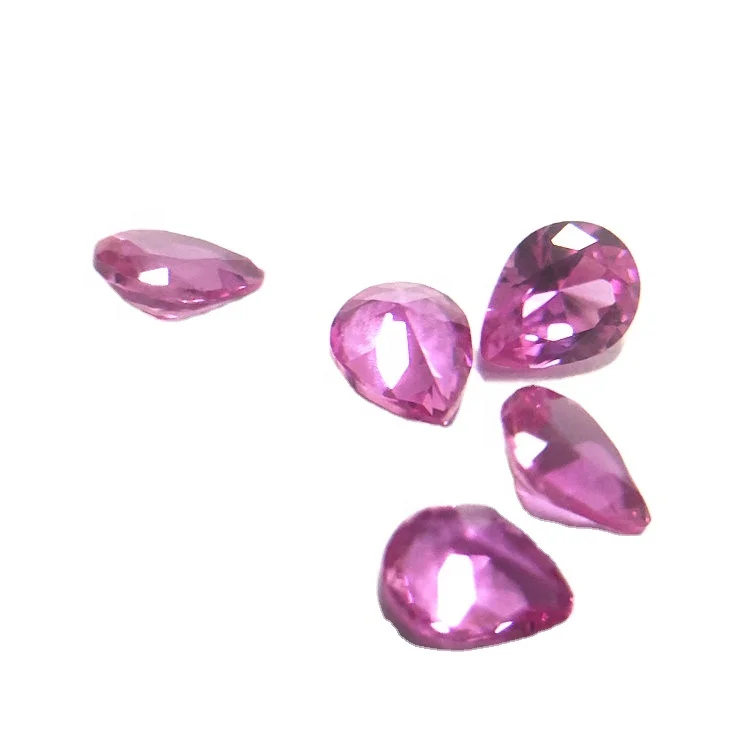 Niel gems pear cut 3# tear rose pink corundum prices wholesale synthetic sapphire gemstone loose ruby gem