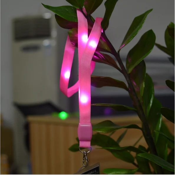 
(Hot Sale) Premium Custom Colorful LED Lights ID Card Neck Strap Keychain Glow Necklace Party Flashing Led Lanyard 