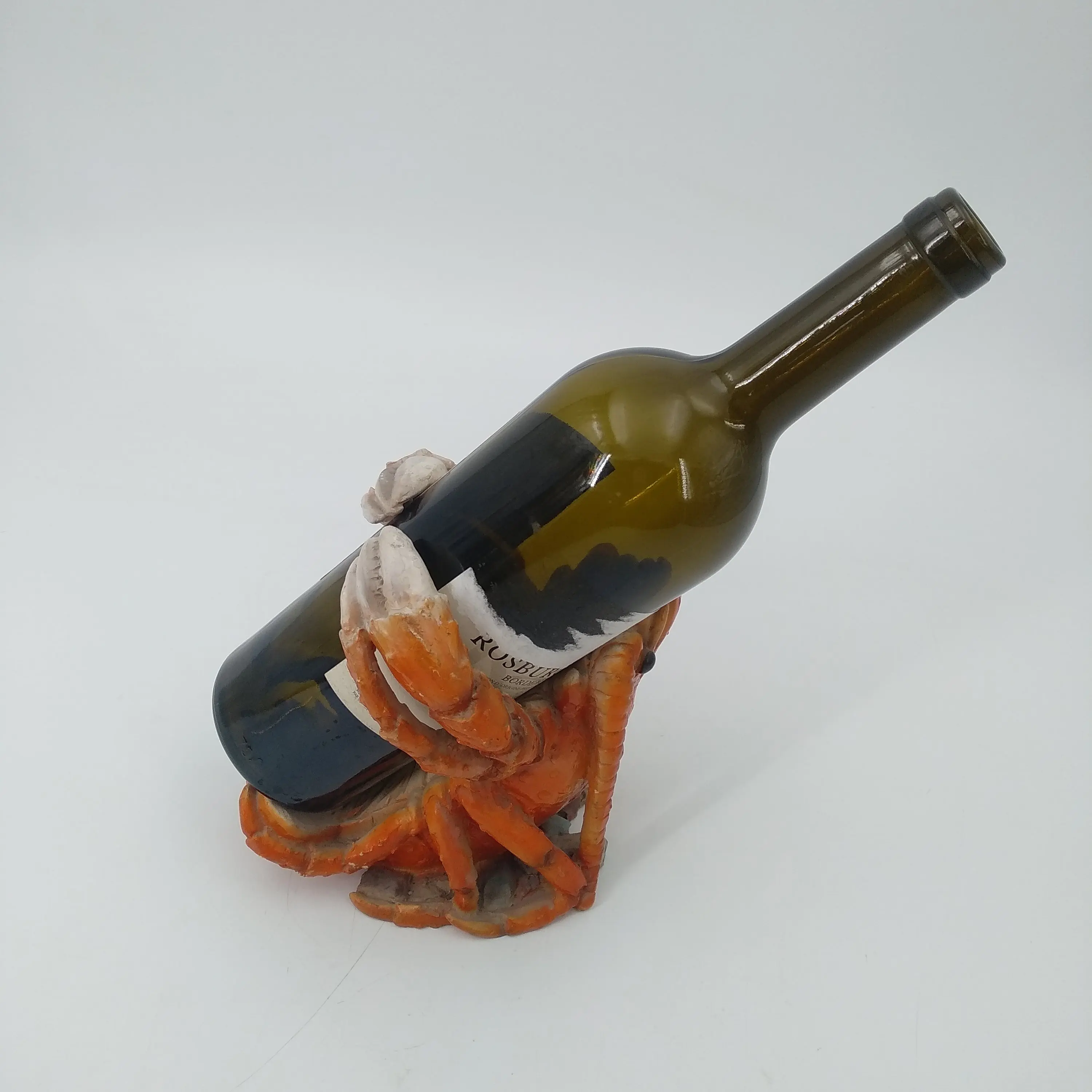 Custom Model Polyresin Lobster Statue Crab Animal Ornament Wine Bottle Holder for Home Decoration Gifts Tabletop Art Decor