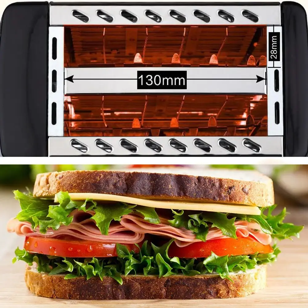 Household Automatic Bread Toaster Fast Heating 2 Slices Slots Bread Maker Cooking Stainless Steel Baking Breakfast Machine 650W