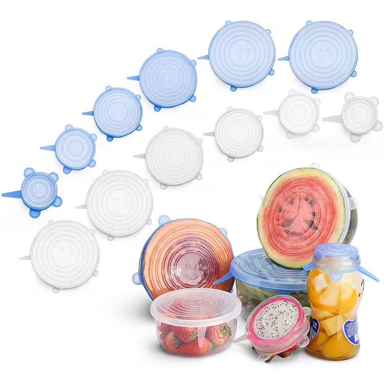 Food Grade Reusable Food Saving Container Lid Sets Stretchy Bowl Covers Flexible Silicone Stretch Lids