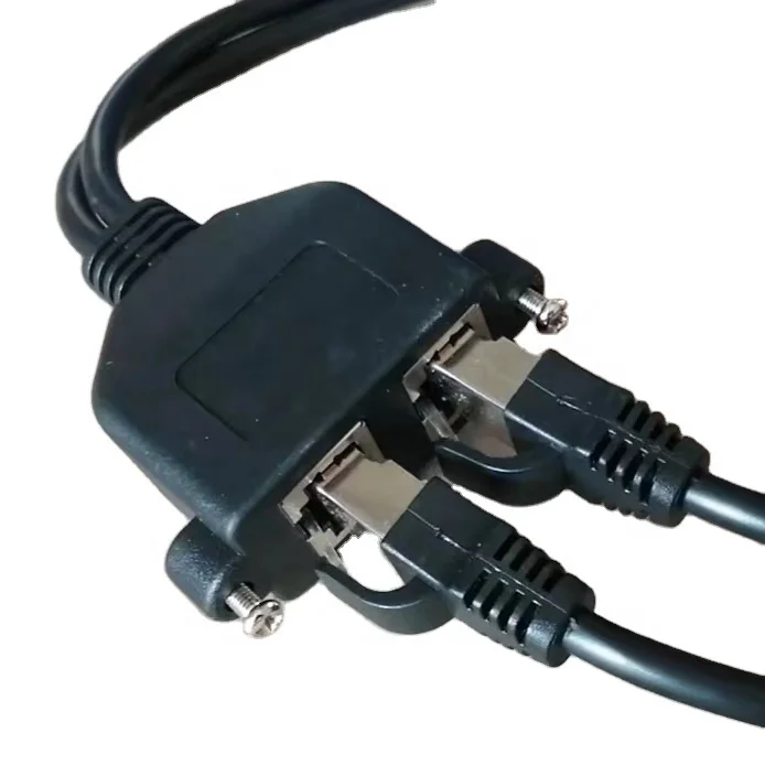 Двойной RJ45 Женский панельный удлинитель Cat5e Ethernet LAN Сетевой кабель 50
