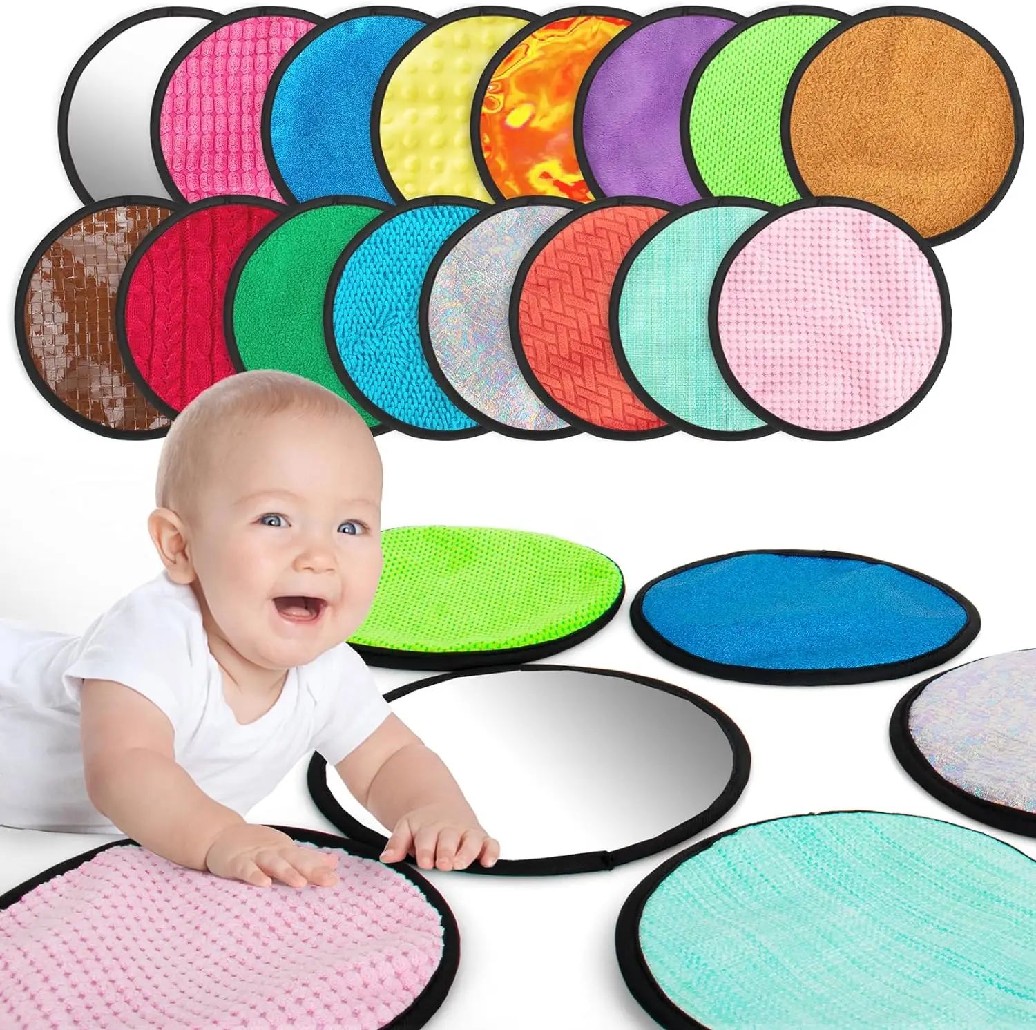 16 Set Round Sensory Mini Mats Textured Sensory Tiles Sensory Toys Tactile Sensory Walls  Autistic Children Babies Toddlers