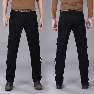 new design plus size slim twill zipper mens 6 Six Front Pocket Cargo Pants man trousers