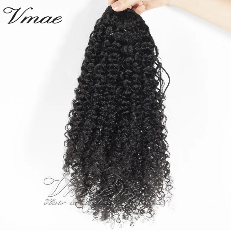 VMAE 100g Burmese 3A 3C 4B 4C Afro Kinky Curly Raw Virgin Hair Weaves One Donor Human Hair Drawstring Ponytail With Easy Combs