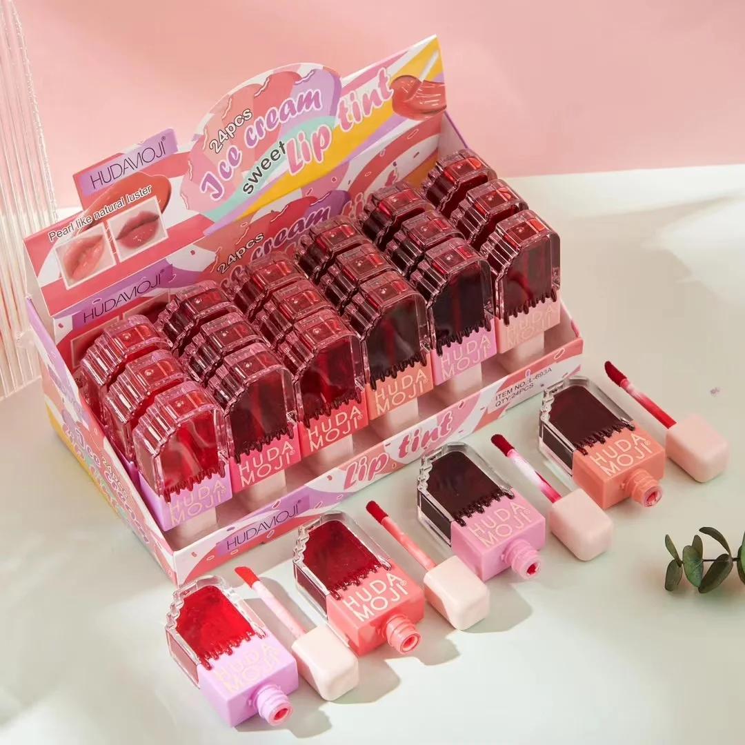 2023 Hot sale Cute Ice cream Watermelon Lip oil Makeup Set Manufacturers Cosmetics Custom Liquid Lipstick OEM Lipgloss