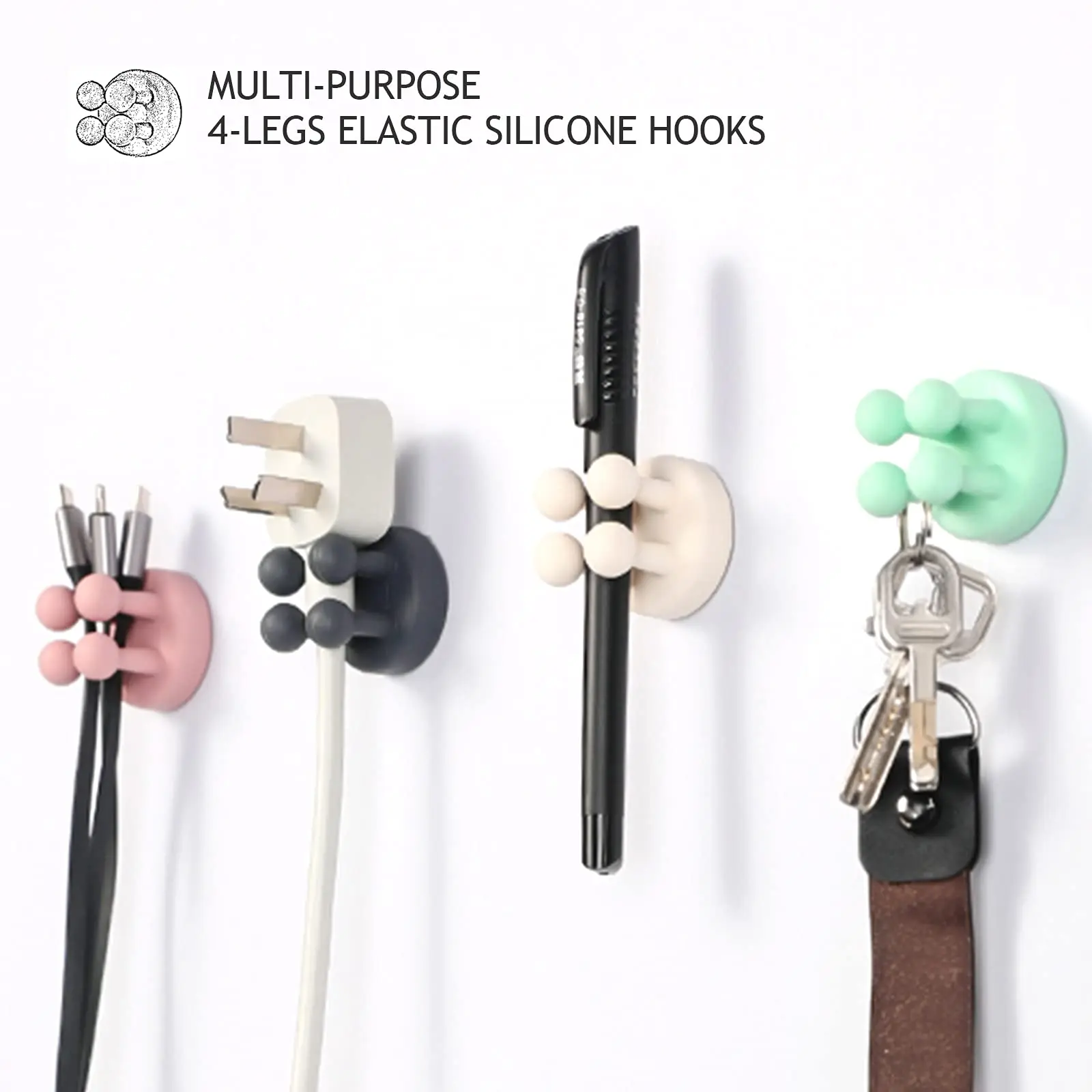 Self Adhesive Silicone Toothbrush Holders Wall Mounted Functional Waterproof Hook for Bathroom Kitchen