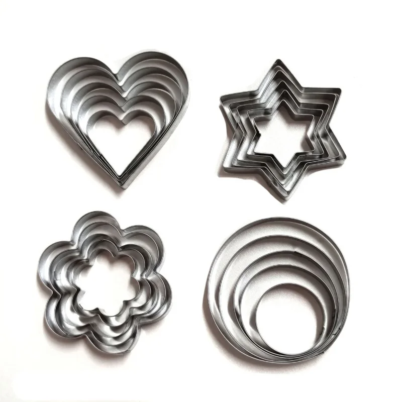 Wholesale 12/20 Pcs Round Small Mini Heart Flower Star Stainless Steel Cookie Cutters Set Biscuit Cutter Molds Cutter for Baking