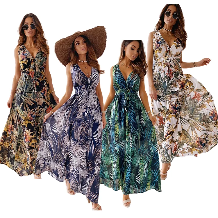 2021 new sexy female summer sleeveless personality printed dress ladies open back casual dress robe femme