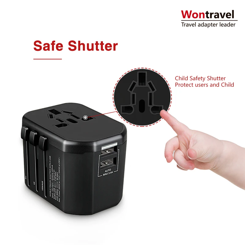 Portable travel gift 2 usb ports 2.4a output useful gadgets worldwide travel adapter
