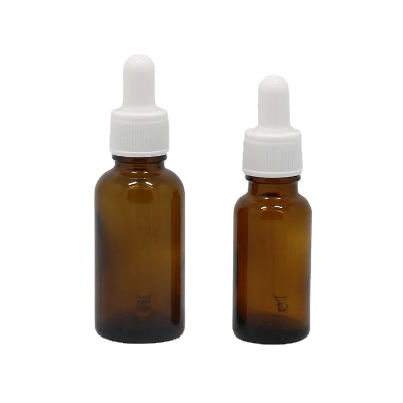 Essential oil packaging 5ml 10ml 15ml 20ml 30ml 50ml 100ml clear amber brown glass dropper bottle with white dropper