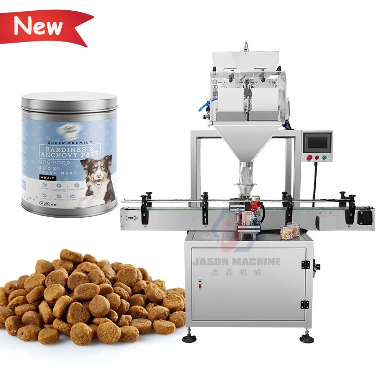 High speed fully automatic dog food specialized filling machines metal tin granule pet food filling machine