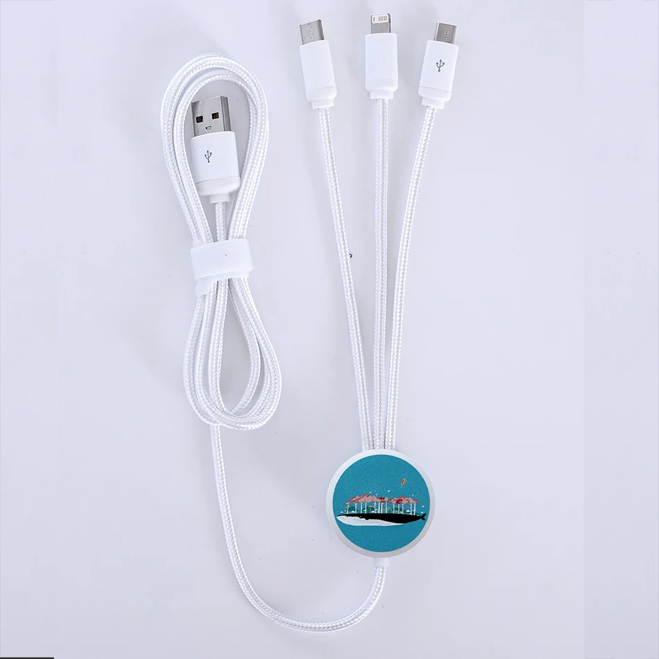 
customized gift promotional 3 in 1 led charging cable for mobile phone type c Fast Charging cable 