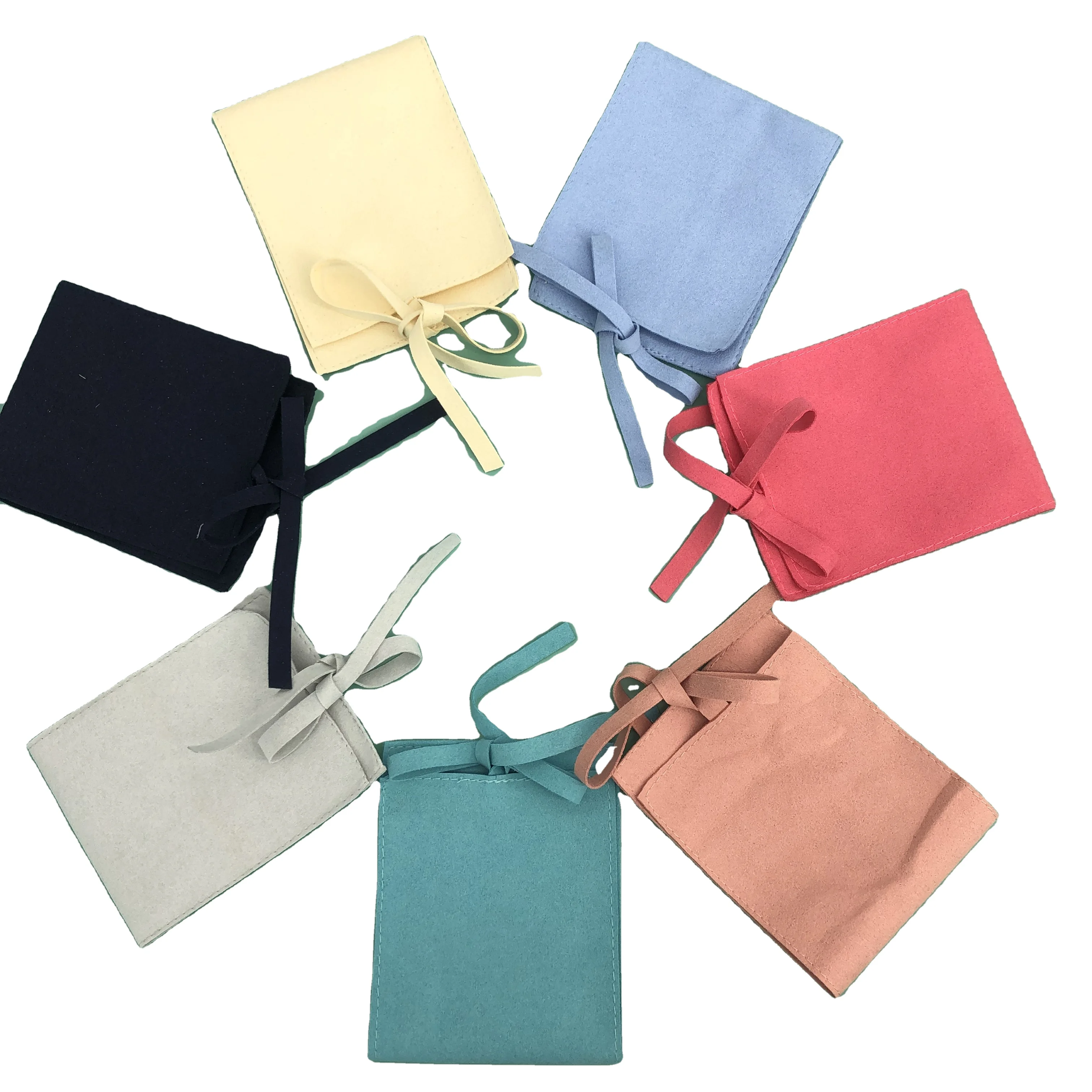 Fashion Custom bolsas para joya Jewellery Bag  Packaging Bag Velvet suede Small Envelope Flap Microfiber Jewelry Pouch with Logo