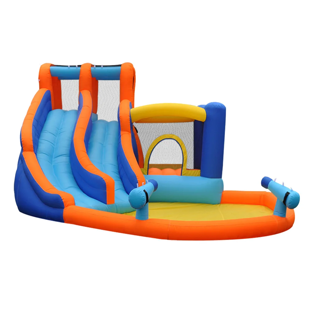 Hot selling popular multiple function inflatable playground inflatable bouncer with double water slide water guns toys