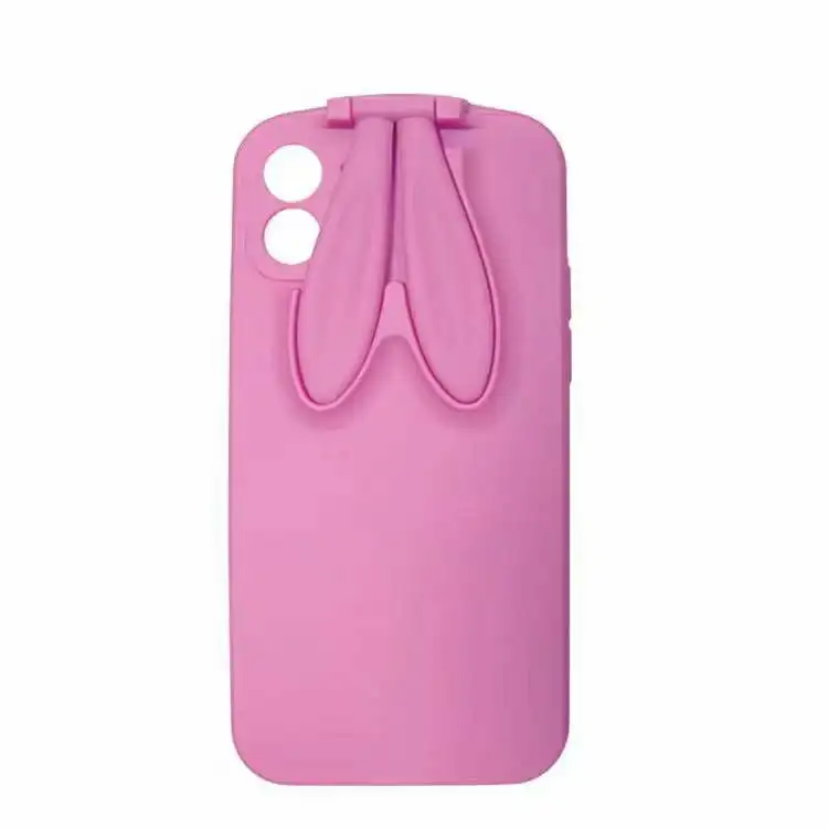 Fashion Animal Silicone Phone Case Cute Rabbit Ears Back Cover Holder Stand for iPhone 13 pro max 12 x xs xr Xiaomi 11 note 10