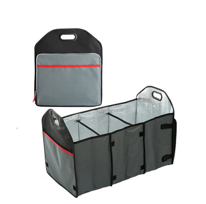 Manufacture Collapsible Folding Tote Car storage box Car Trunk Organizer with cooler compartment