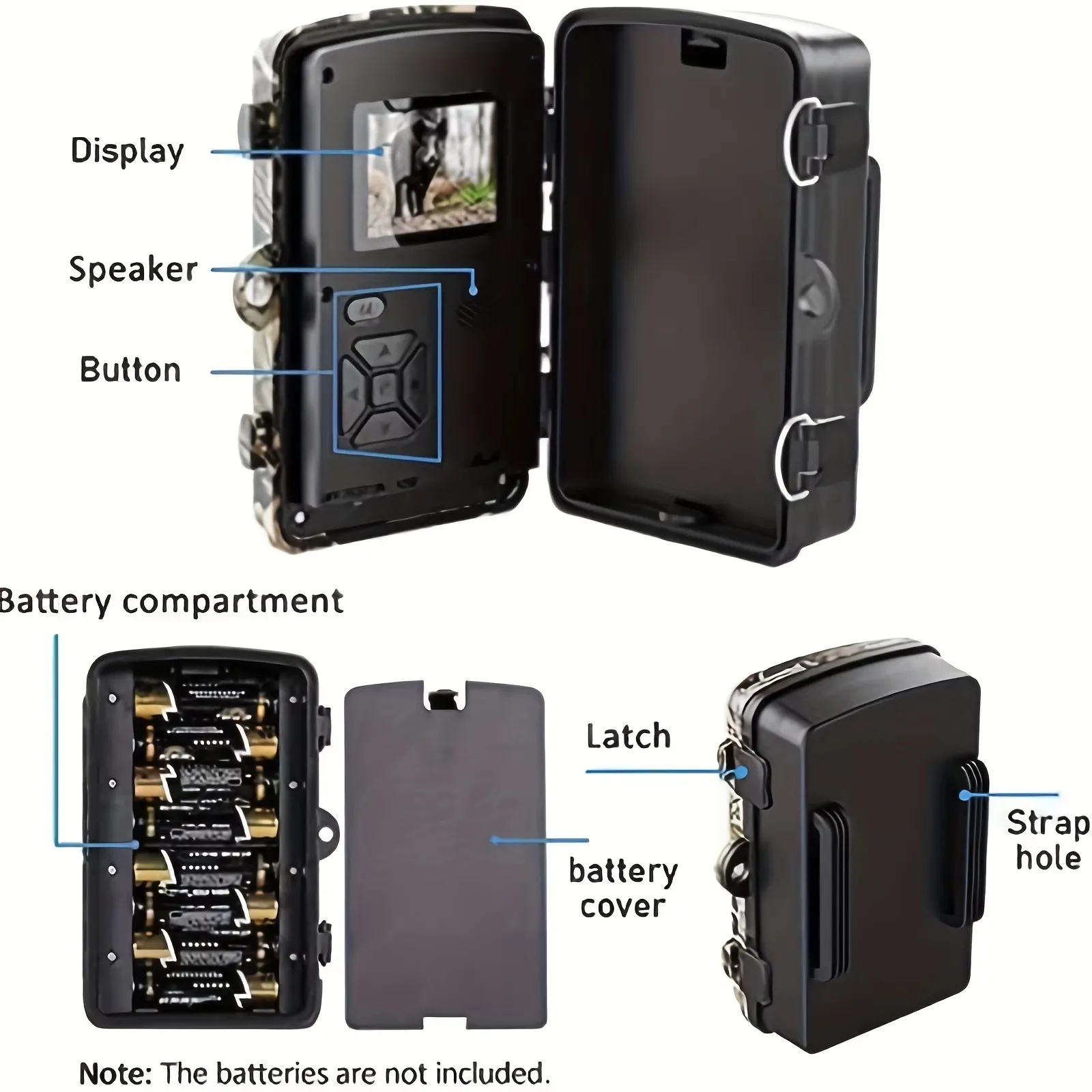 Outdoor Forest Camera Wildlife Scouting Hunting Trail Camera with 2-Inch Screen HD Night Vision PIR Motion Activated