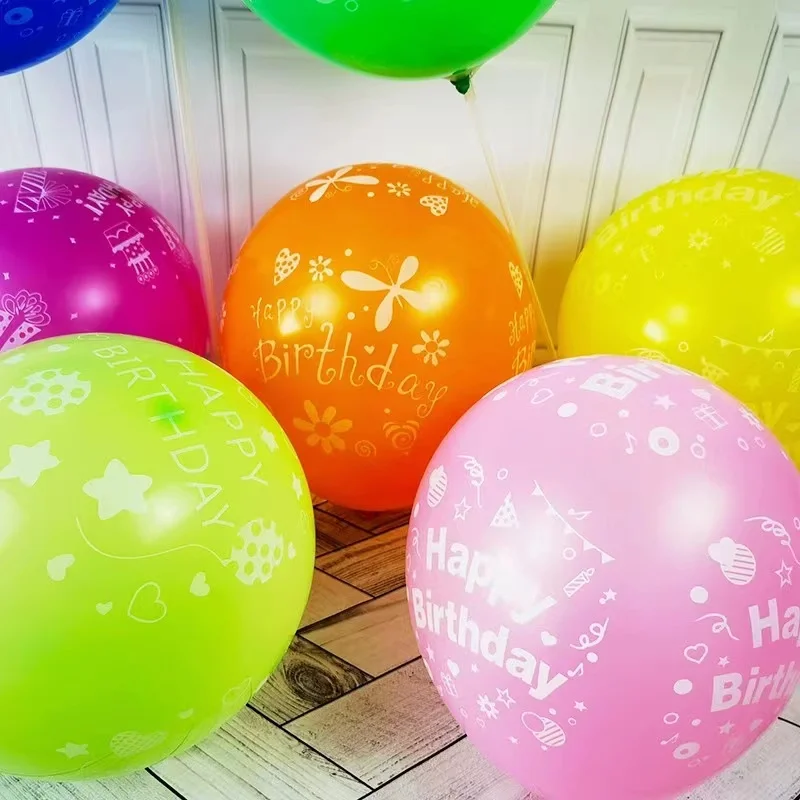 wholesale high quality 12inch happy birthday latex printed balloons or