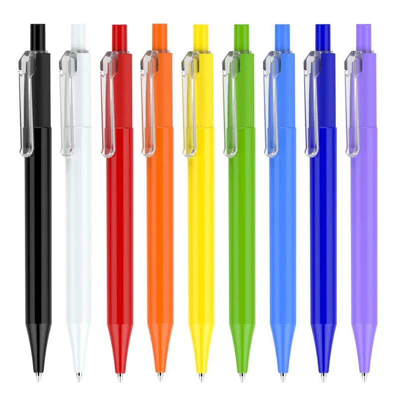 Цветная прозрачная пластиковая шариковая ручка с нажимным принтом Рекламные гелевые ручки шариковые
