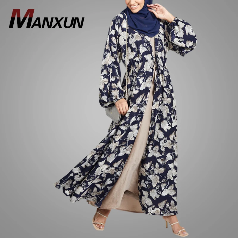 New Design Dubai Style Muslim Open Abaya Manufacturer Customized Floral Kimono Abaya Modest Islamic Clothing