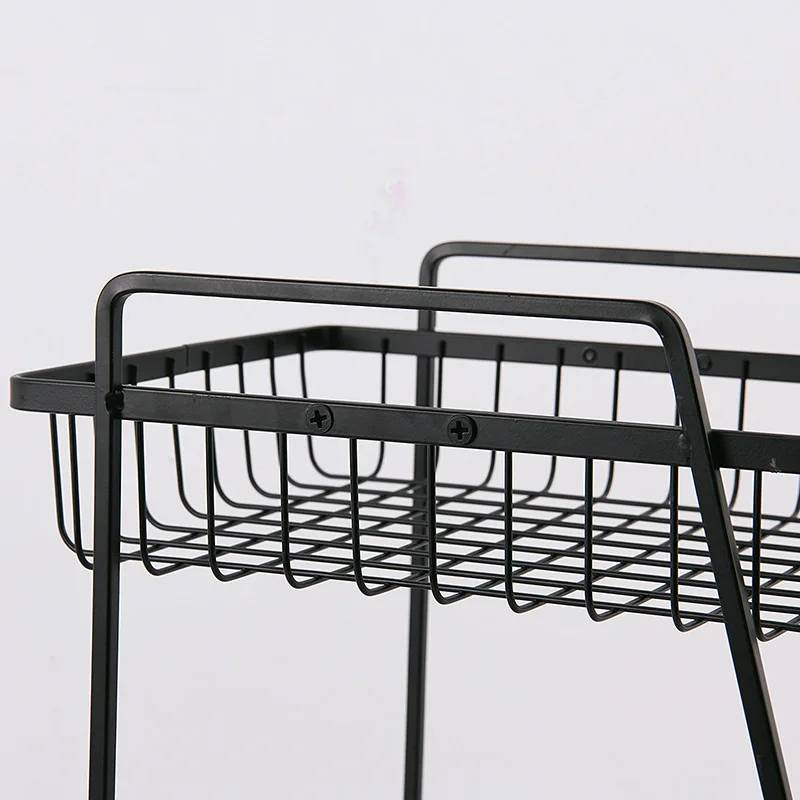 Fruit rack 2021 iron household storage appliances 2 layers black fruits kitchen baskets