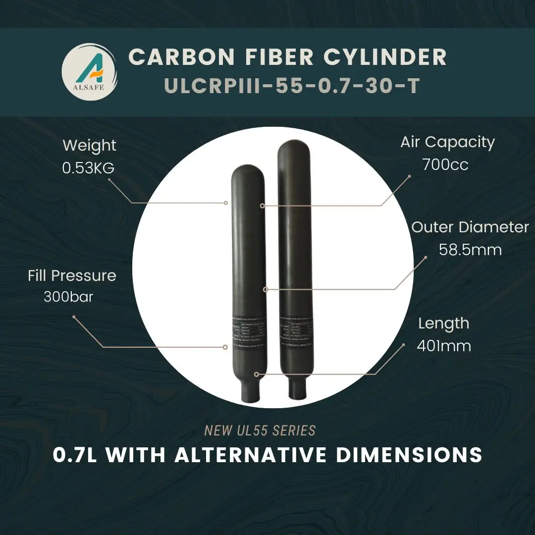 Ultralight Carbon Fiber Cylinder Factory Sale Carbon Fiber Tank 4500psi Pcp Oem Ce Certified Iso 700cc Carbon Fiber Bottle