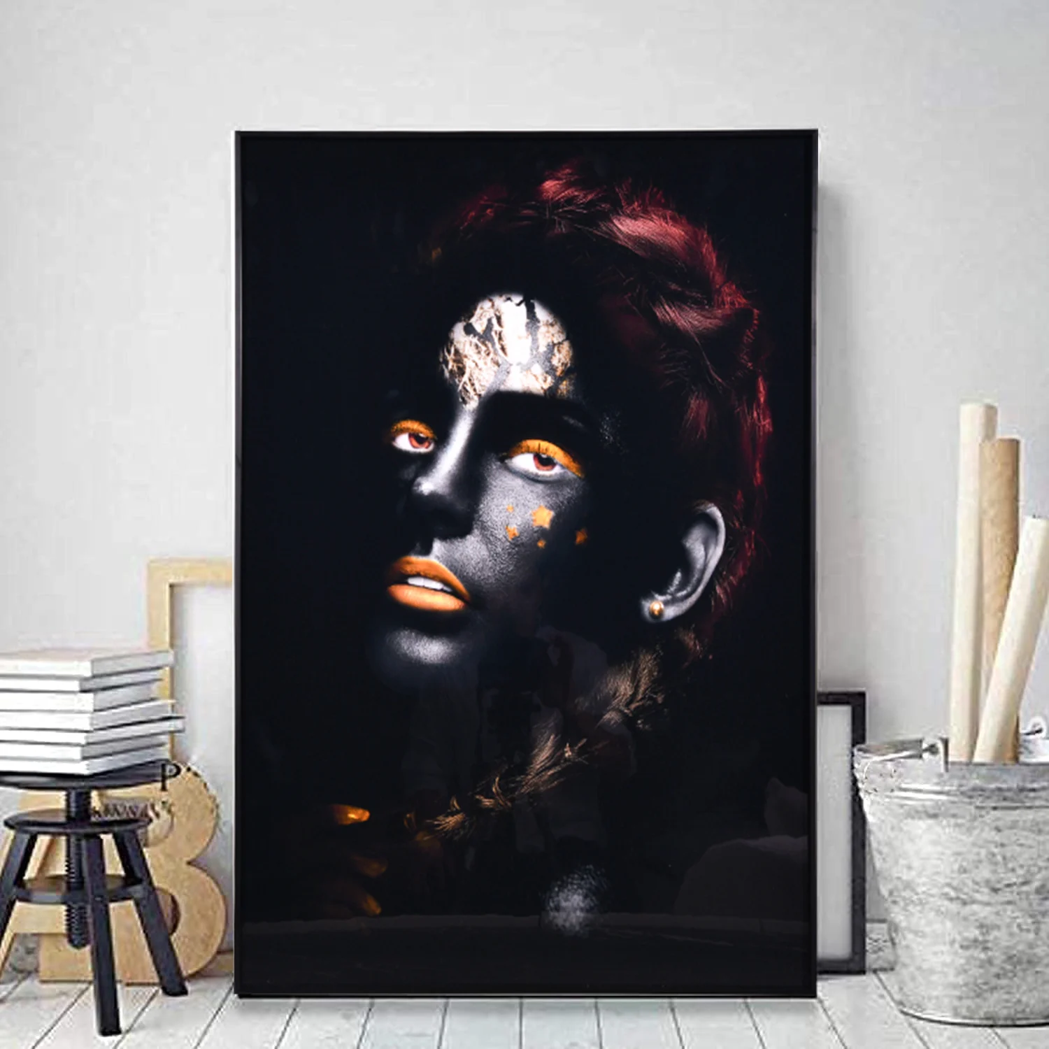 Home Decor Crystal Porcelain Black Women Wall Art African Woman Art Painting