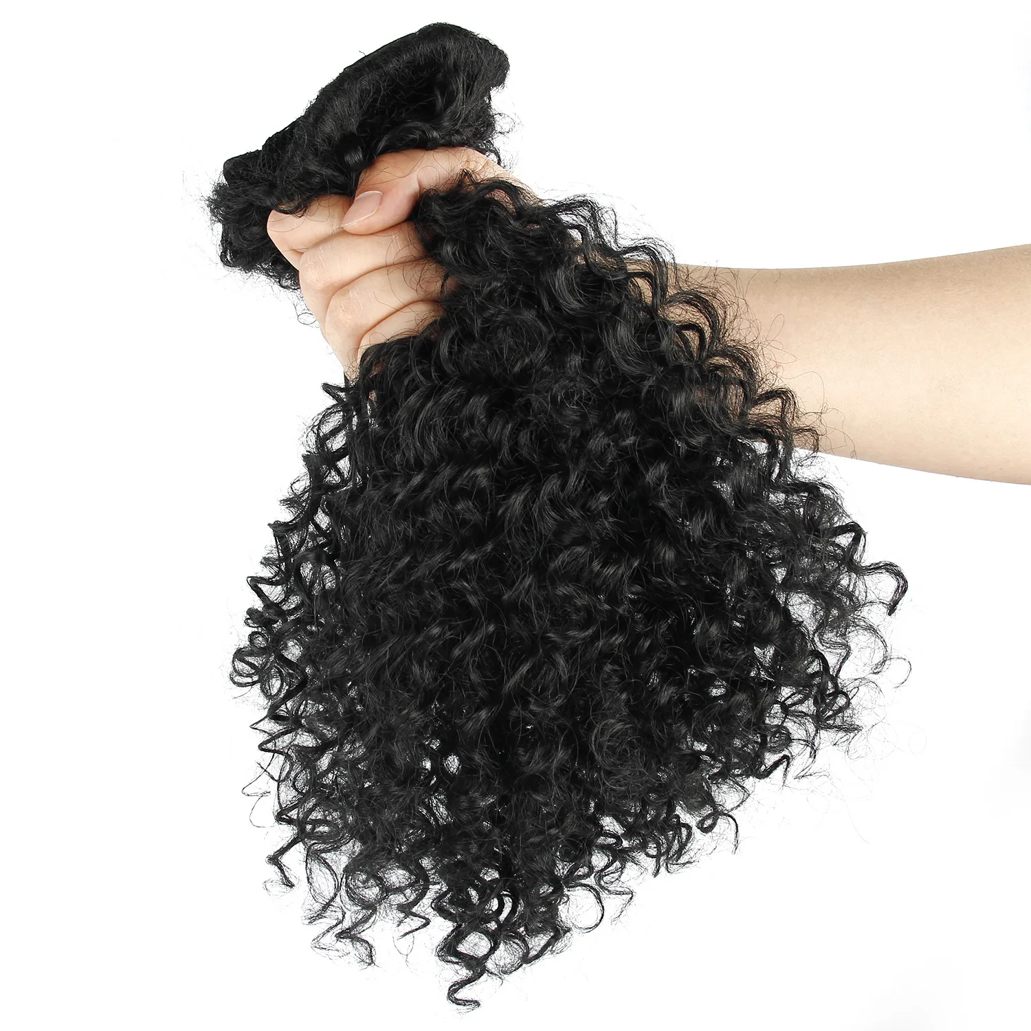 Wholesale 14inch curly drawstring braided Ponytail hair extension for women