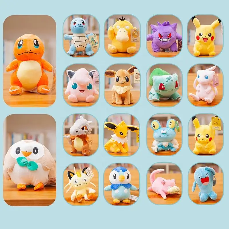 Cartoon Anime Wholesale Plush Toy 40 style Stuffed doll Pikachu Psyduck Eevee Plush toys