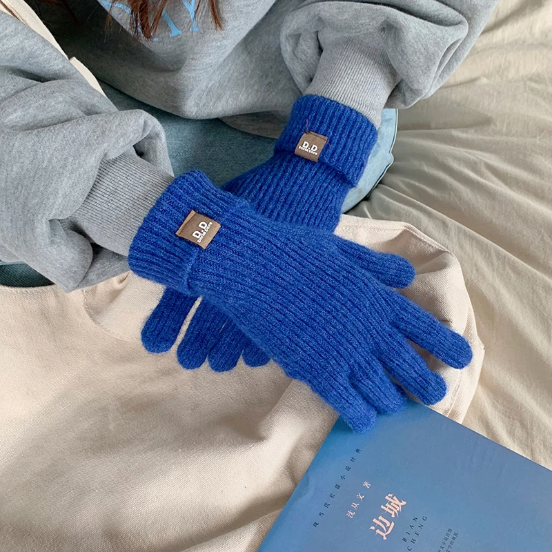 Knitted Woolen Gloves Women Winter Leakage Two Finger Warm Thick Outdoor Long Knit Gloves